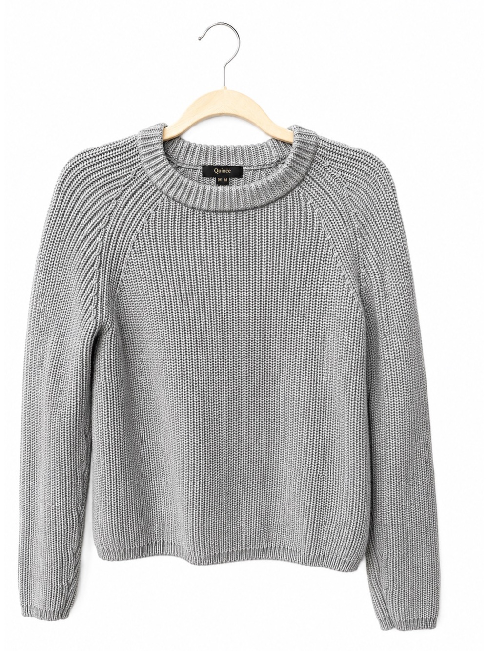 Quince 100% Organic Cotton Fisherman Crew Sweater Gray Medium buttercore